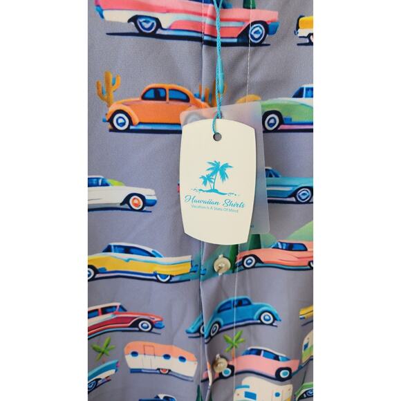 Vacation is a State of Mind Hawaiian Shirts MCM Car Trailer Button Down NWT XL - Picture 2 of 4